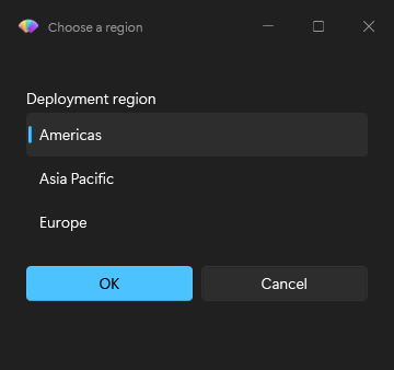 List selection dialog in dark mode