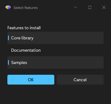 List selection dialog with multiple selections in dark mode