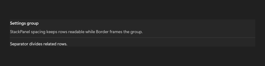 StackPanel in dark mode