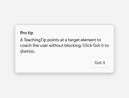 TeachingTip in light mode