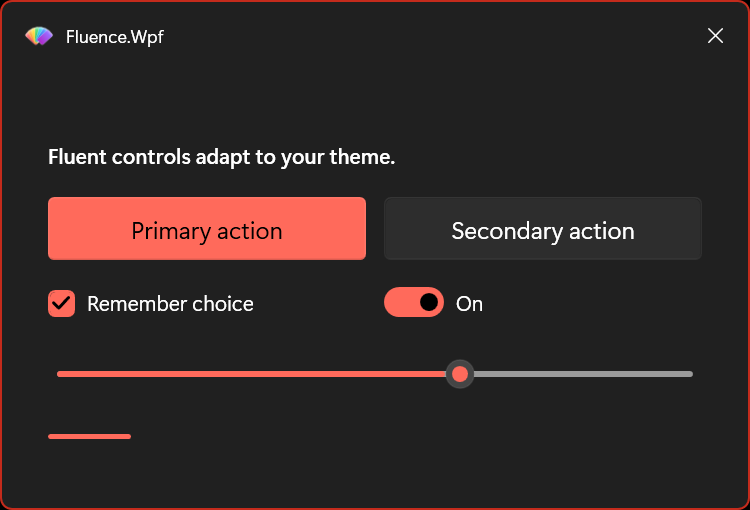 A Fluence dialog cycles through nine accent colors